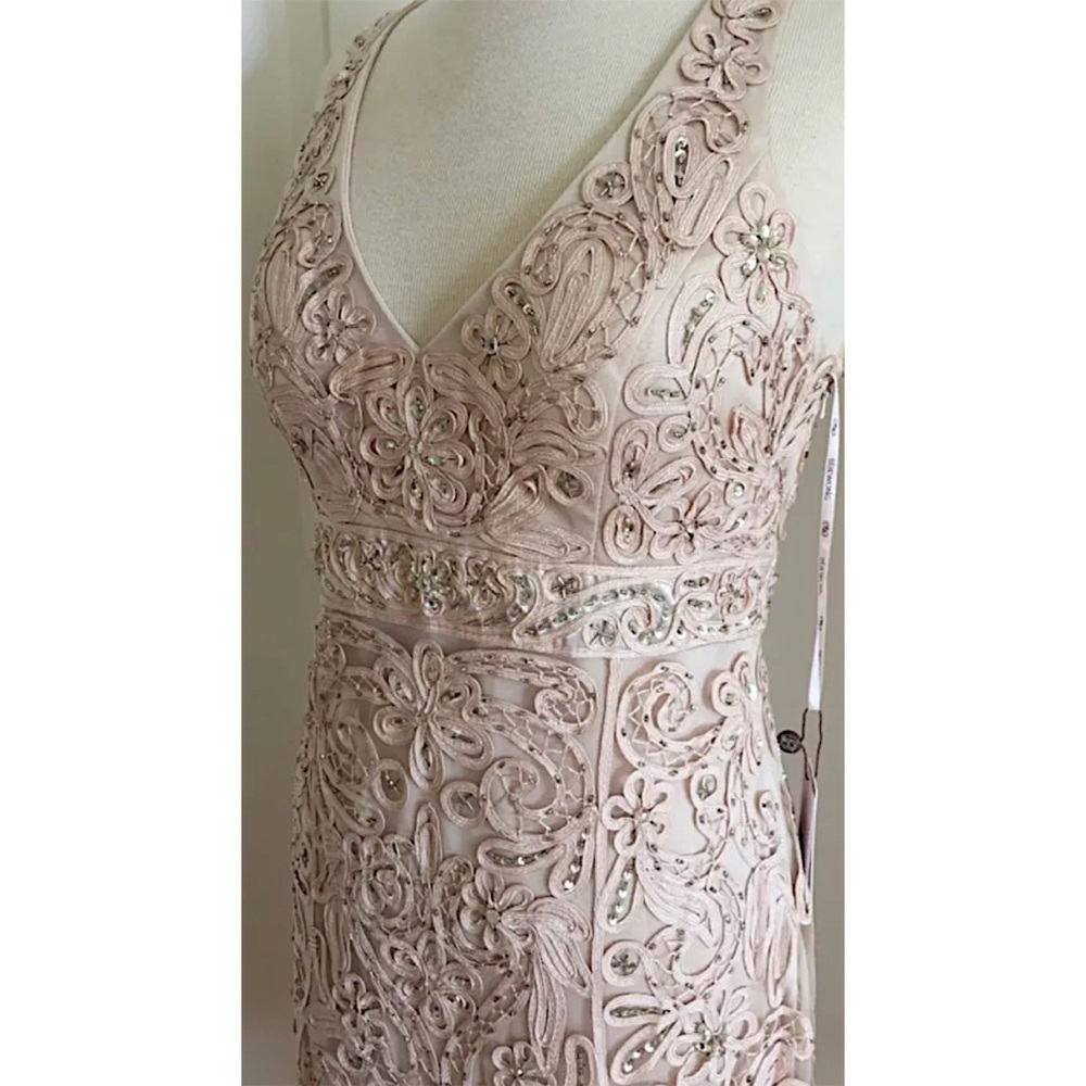 SUE WONG 8 Champagne Beige Nude Beaded Embroidered Cocktail Formal dress - Picture 12 of 16